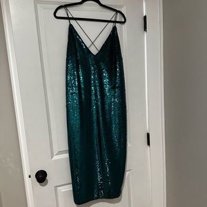 NWT! Sequin midi dress - Forest Green